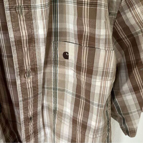 Carhartt Men's Small Relaxed Fit Plaid Button-down Shirt. - Picture 2 of 7